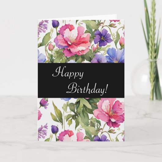 Carte Joyeuses fleurs d'anniversaire | vertical (Devant)