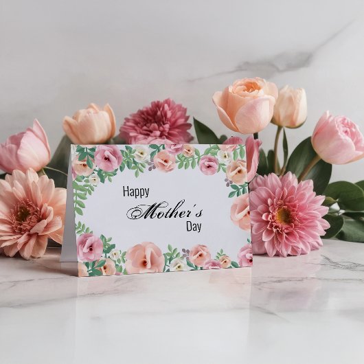 Carte Joyeuses Fleurs de papier rose pastel