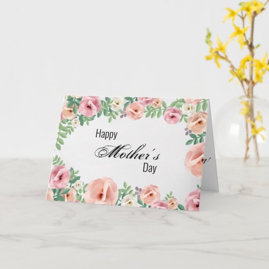 Carte Joyeuses Fleurs de papier rose pastel (Fleur jaune)