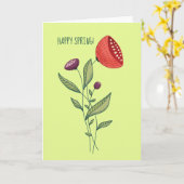 Carte Joyeuses fleurs de printemps Abstraite ligne botan (Fleur jaune)