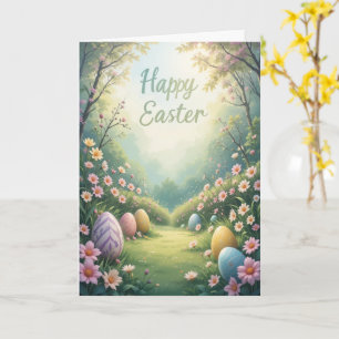 Carte Joyeuses Fleurs de Printemps de Pâques et Oeufs Sa