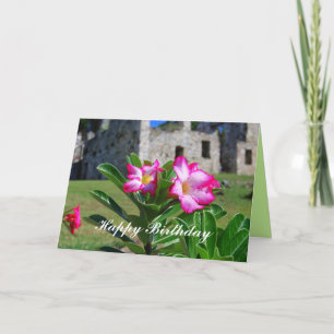 Carte Joyeuses fleurs de Rose du désert pour l'anniversa