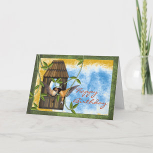 Carte Joyeuses hirondelles d'anniversaire chez les oisea