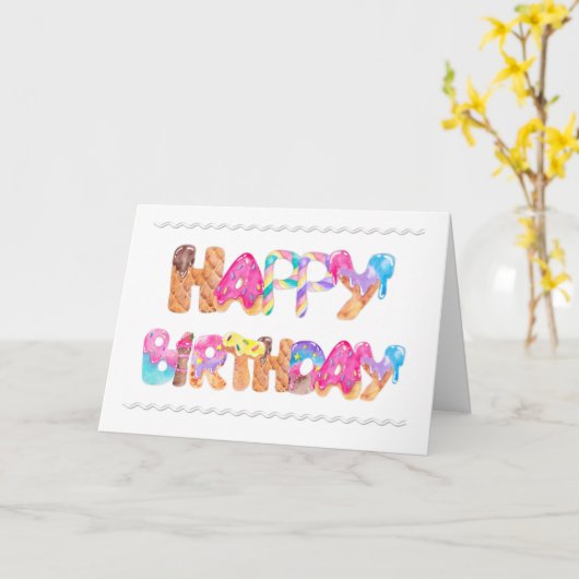 Carte Joyeuses lettres de glace d'anniversaire (Fleur jaune)