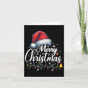 Carte Joyeuses lumières de Noël Santa Hat Funny Famille