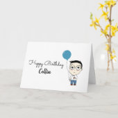 Carte Joyeuses Lunettes d'Anniversaire Boy Cartoon Cute  (Fleur jaune)