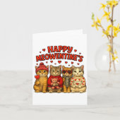Carte Joyeuses Meowentines Chats Mignons Saint Valentin (Fleur jaune)