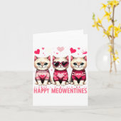 Carte Joyeuses Meowentines Mignonnes Saint Valentin Chat (Fleur jaune)