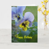 Carte Joyeuses Pansies d'anniversaire (Fleur jaune)
