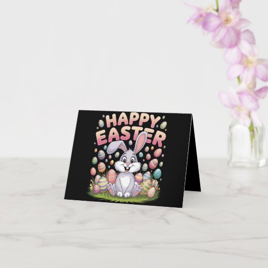 Carte Joyeuses Pâques 2025  Œufs Lapin Mignon (Orchidée)