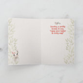 Carte Joyeuses Pâques à la fille Lapin adorable et Fleur (Intérieur)