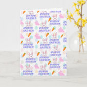 Carte Joyeuses Pâques à tous les lapins  (Fleur jaune)