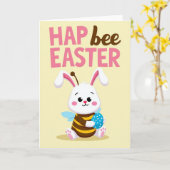 Carte Joyeuses Pâques Abeille (Fleur jaune)
