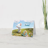 Carte Joyeuses Pâques au fils Lapin Mignon  (Devant)
