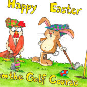 Carte Joyeuses Pâques aux golfeurs de Nicole Janes