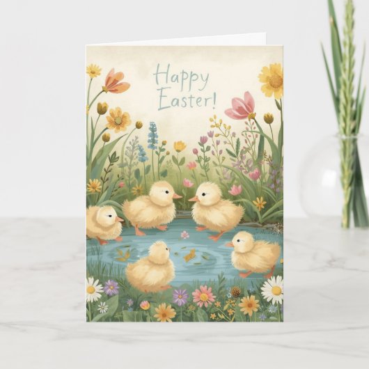 Carte Joyeuses Pâques avec des canetons (Devant)