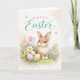 Carte Joyeuses Pâques - avec un jeune lapin