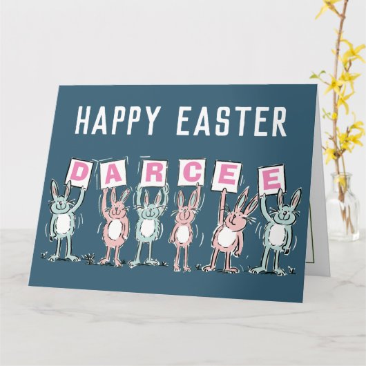 Carte Joyeuses Pâques avec un nom de 6 lettres (Fleur jaune)