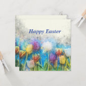 Carte Joyeuses Pâques beaux tulipes (Devant/Arrière en situation)