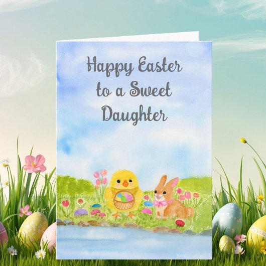 Carte Joyeuses Pâques Bébé Poussin Fille