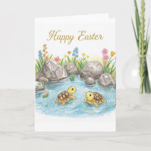 Carte Joyeuses Pâques bébés tortues