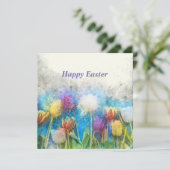 Carte Joyeuses Pâques belles tulipes  (Debout devant)