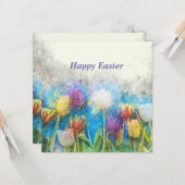Carte Joyeuses Pâques belles tulipes  (Devant/Arrière en situation)