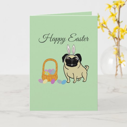 Carte Joyeuses Pâques, chien (Fleur jaune)