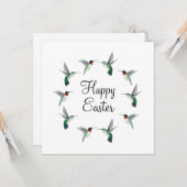 Carte Joyeuses Pâques Colibris à gorge rubis (Devant/Arrière en situation)