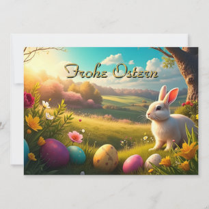 Carte Joyeuses Pâques dans un paysage printanier