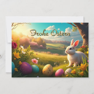 Carte Joyeuses Pâques dans un paysage printanier