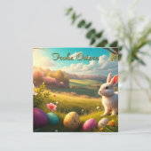 Carte Joyeuses Pâques dans un paysage printanier (Debout devant)