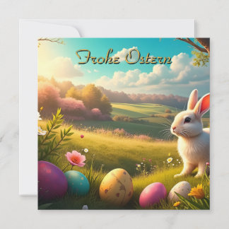 Carte Joyeuses Pâques dans un paysage printanier