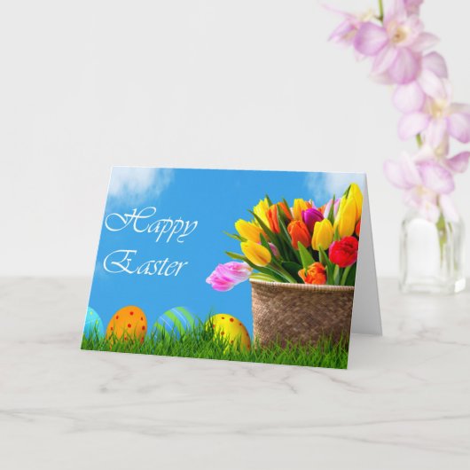 Carte Joyeuses Pâques, design populaire (Orchidée)