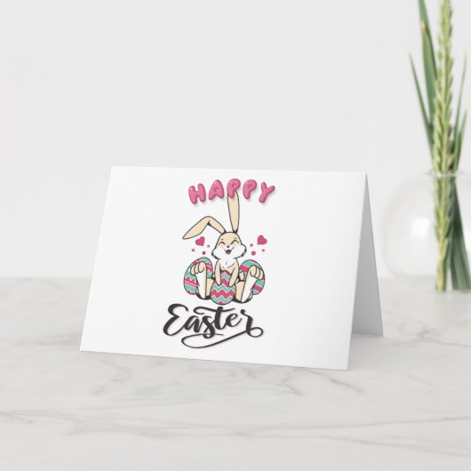 Carte Joyeuses Pâques du charmant lapin de Pâques (Devant)