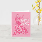 Carte Joyeuses Pâques d'un lapin mignon (Fleur jaune)