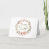 Carte Joyeuses Pâques Écriture Florale Élégante (Dos)