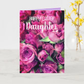 Carte Joyeuses Pâques Fille Roses Roses (Fleur jaune)