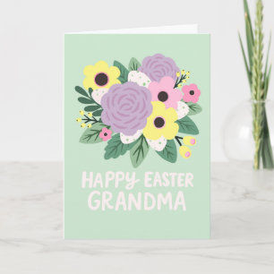Carte Joyeuses Pâques Grand-mère Bouquet de fleurs paste