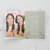 Carte Joyeuses Pâques Lapin de fleurs mignon Photo de la (Intérieur)