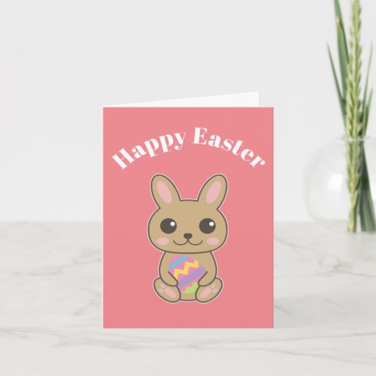 Carte Joyeuses Pâques Lapin Mignon (Devant)
