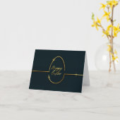 Carte Joyeuses Pâques ligne or élégante (Fleur jaune)