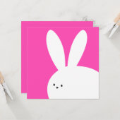 Carte Joyeuses Pâques Mignon Lapin Blanc (Devant/Arrière en situation)