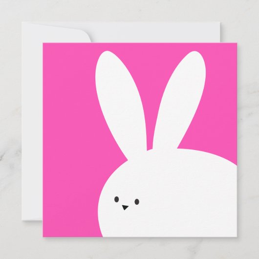 Carte Joyeuses Pâques Mignon Lapin Blanc (Devant)