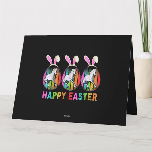 Carte Joyeuses Pâques Mignon Lapin Cheval Amoureux Fermi (Dos)