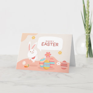 Carte Joyeuses Pâques Mignon Lapin de Dessin Animé