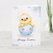 Carte Joyeuses Pâques Mignon Poussin Aquarelle (Devant)