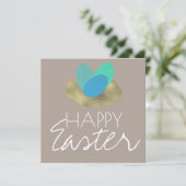 Carte Joyeuses Pâques Oeuf de Pâques tacheté Nid d'or (Debout devant)