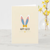 Carte Joyeuses Pâques Oreilles de Lapin (Fleur jaune)