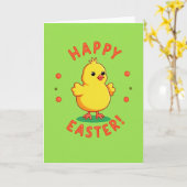 Carte Joyeuses Pâques pour ami poulet (Fleur jaune)